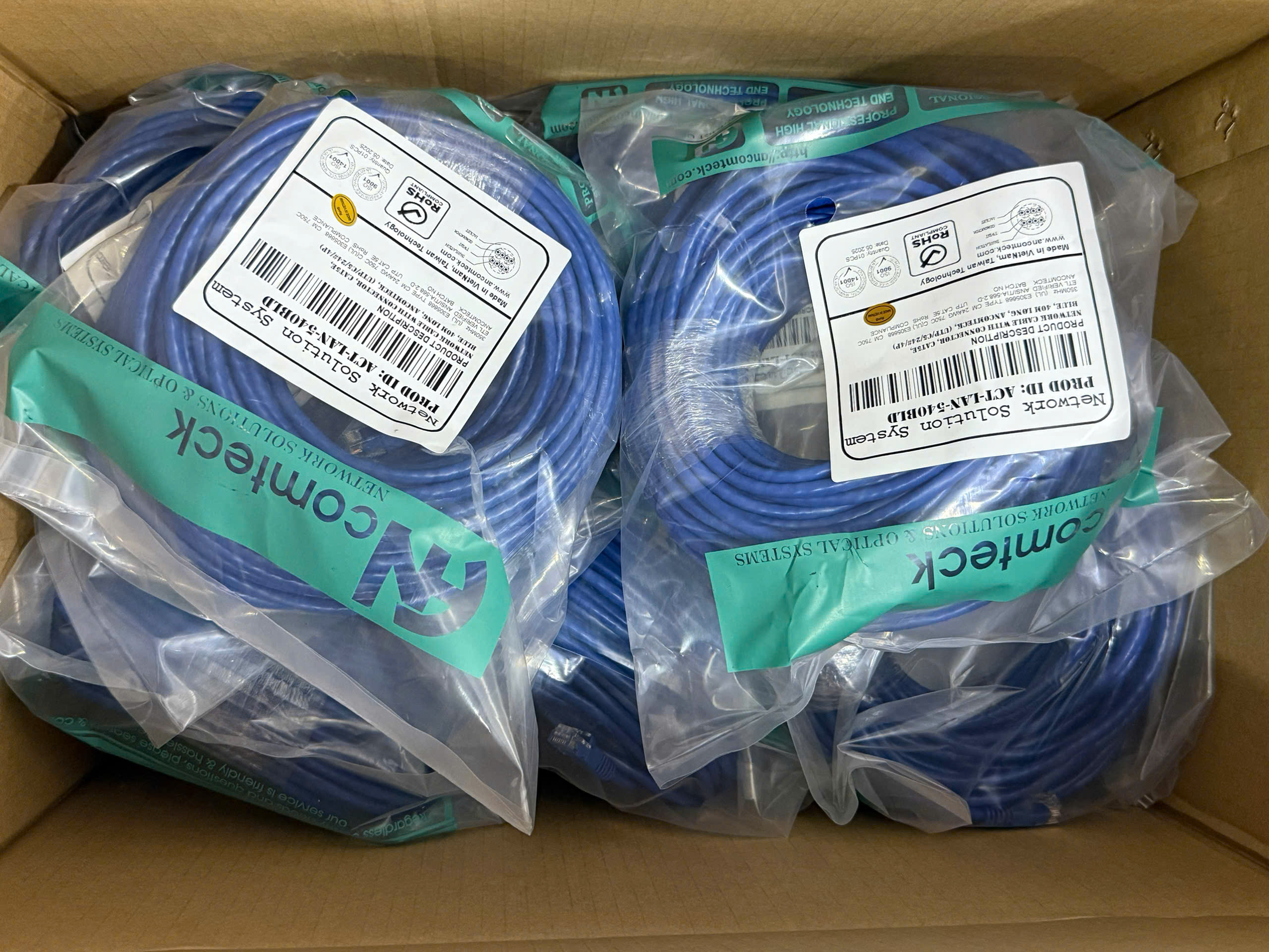 DÂY NHẢY PATCH CORD CAT5 UTP 35M lõi đồng 100%, dây đúc máy ACT-LAN-540BLD